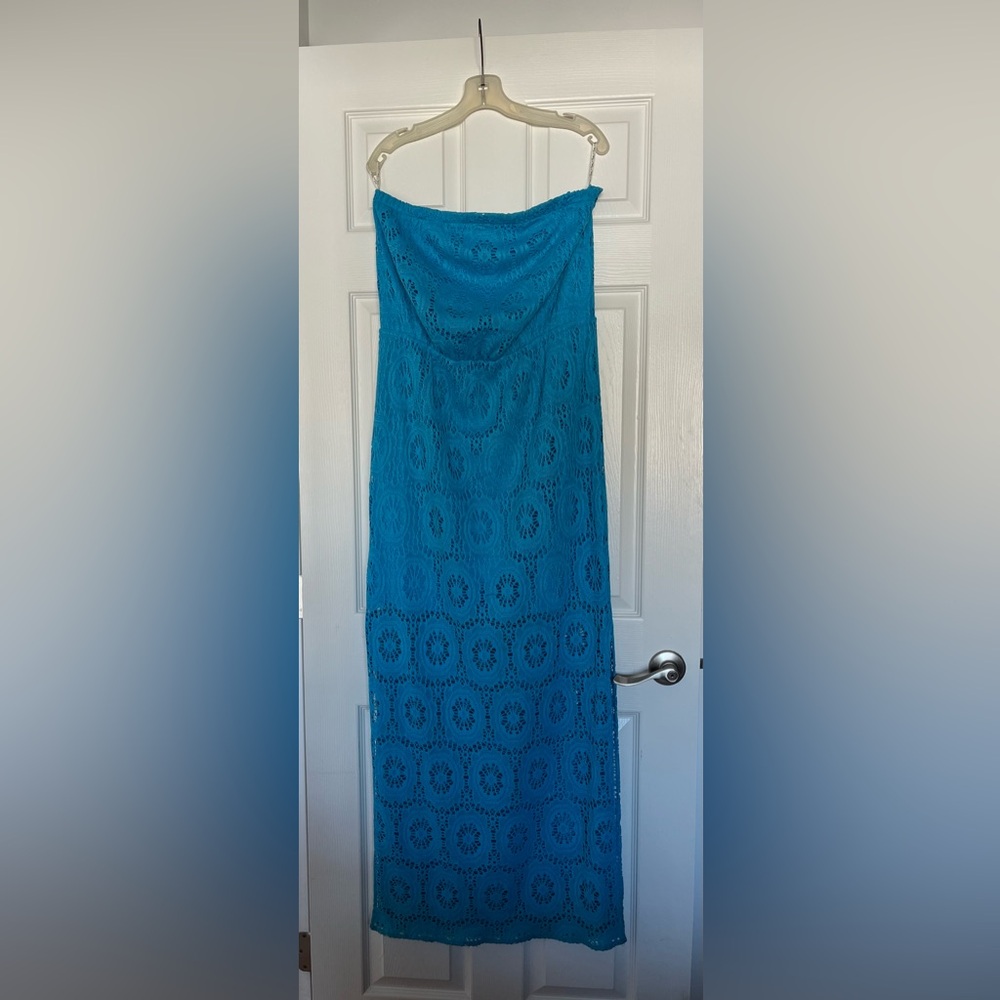 Lilly Pulitzer Emmett Maxi Dress in Ariel Blue King Street Lace. Sz L MSRP $198